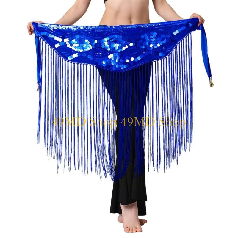

49MD Hip Wrap Hip Scarf for Indian Belly Dancer Stage Performances Waist Chain Belt синий