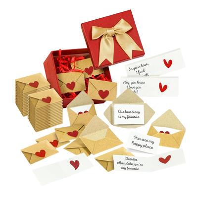 Romantic Blank Valentines Day Cards 60 Pieces Mini Heart Mini Envelopes Valentines Card Holder For Boyfriend Girlfriend Couples