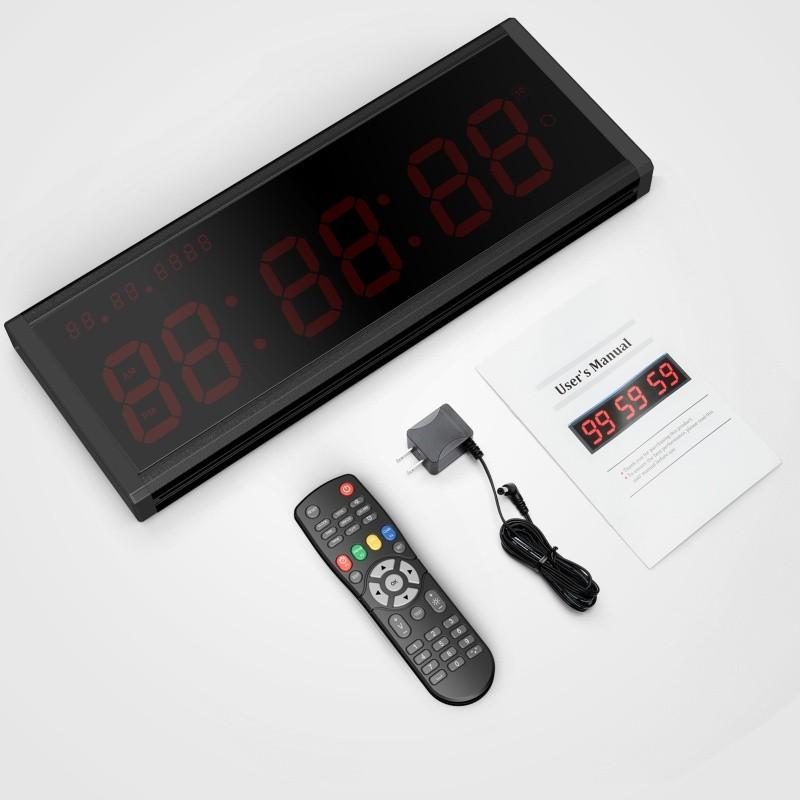 3 Inch Wireless Remote Control Gym Timer Big LED Interval Workout Clock Time Date Count Down Up Training Stopwatch