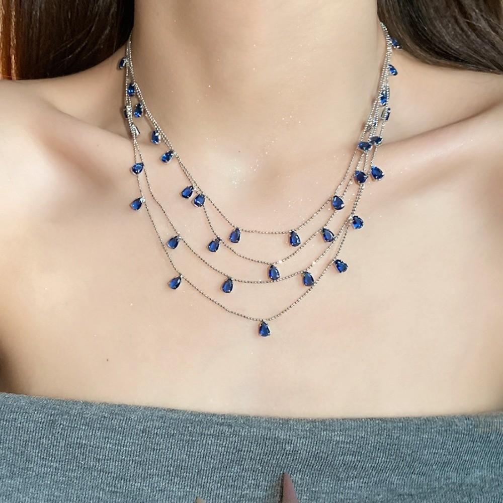 Multi Layer Water Drop Shining Choker Light Luxury Rhinestone Jewelry Banquet
