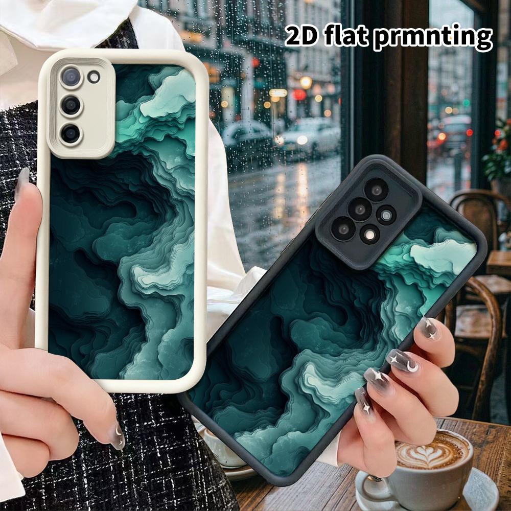 Phone Case: 2D Flat Samsung Galaxy A34 A35 M05 M06 S20 S22 S21 FE Plus 5G Gradient Protective Case, Lake Green Gradient, Christmas and Halloween Gift