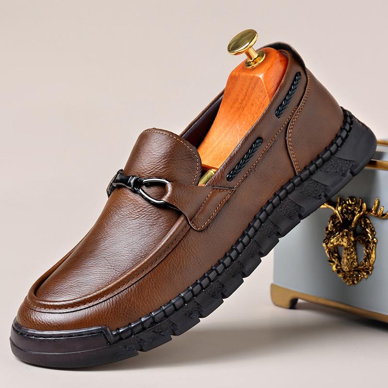 Men's new autumn trend versatile flat-bottomed non-slip one-pedal shoes Men's casual leather shoes