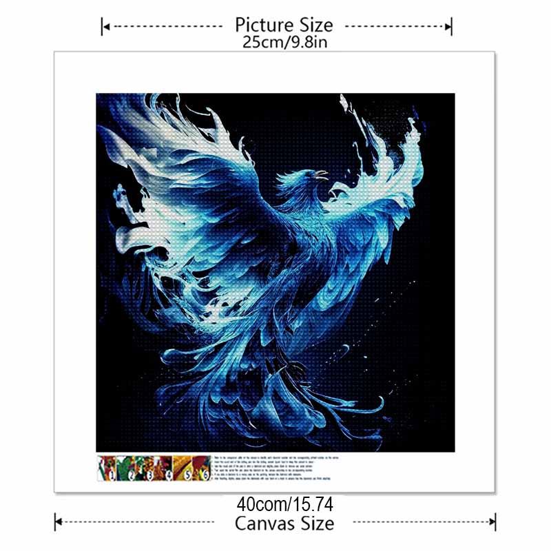 New Arrival 5D DIY Full Circle Diamond Painting "Blue Flame Phoenix" Embroidery Cross Stitch Home Decor Gift