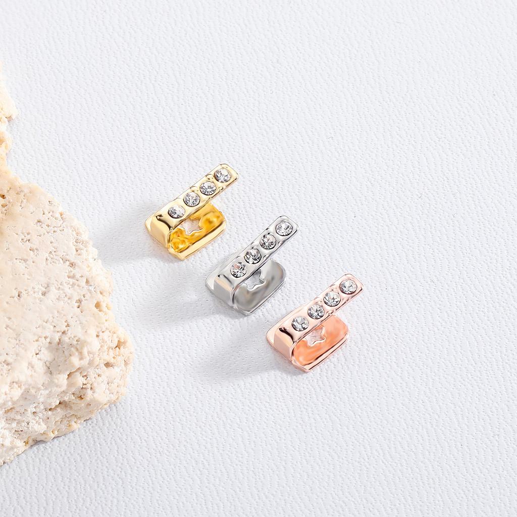 Pojedynczy Pionowy Sztabka Pusta Podwójny Zestaw Zębów Codzienny Uliczny Cool Zęby Złote Inkrustowane Diamentami Hip-Hop Wszechstronne Akcesorium