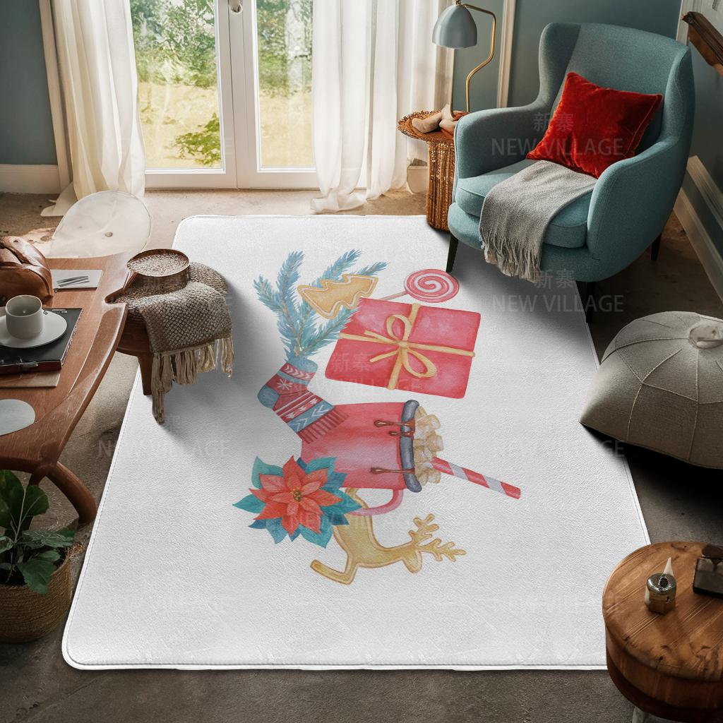 House Entrance Carpet Home Door Mat Living Room Bath Foot Bathroom Non-slip Water Absorption Rugs Bath Merry Christmas Winter