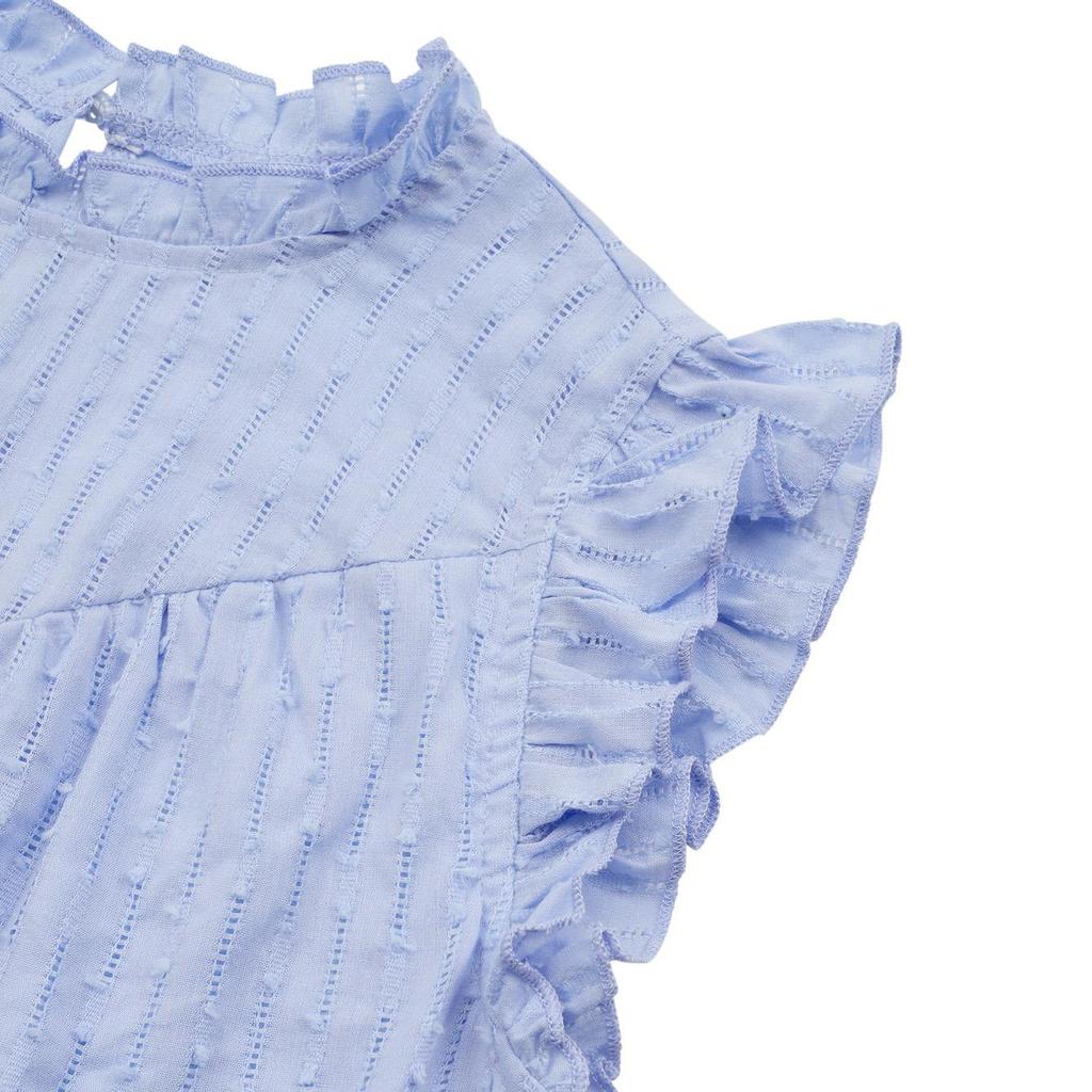 Summer Women's Solid Color Round Neck Small Fly Sleeve Slim Fit Top