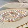 Retro High-quality Shijia Zhengyuan High-gloss Pearl Warm-color Maillard Style Bracelet Atmosphere Bracelet