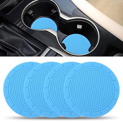 Car Cup Coaster Anti-deform Groove Pattern PVC Anti-slip Round Bendable Car Drink Holder for Daily