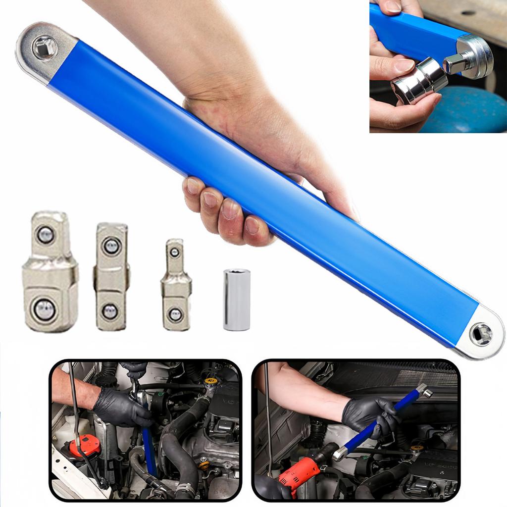 Ratschenschlüssel-Verlängerungsschlüsselsatz, versetztes Hilfswerkzeug für die Autoreparatur mit 4-Sitzer-Vierkantantriebsadapterbuchsen für kleine Orte