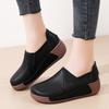 Hollow-out Women PU Leather Casual Shoes Fashion Wedge Heels Platform Shoes Slip-on Loafers Mother Shoes