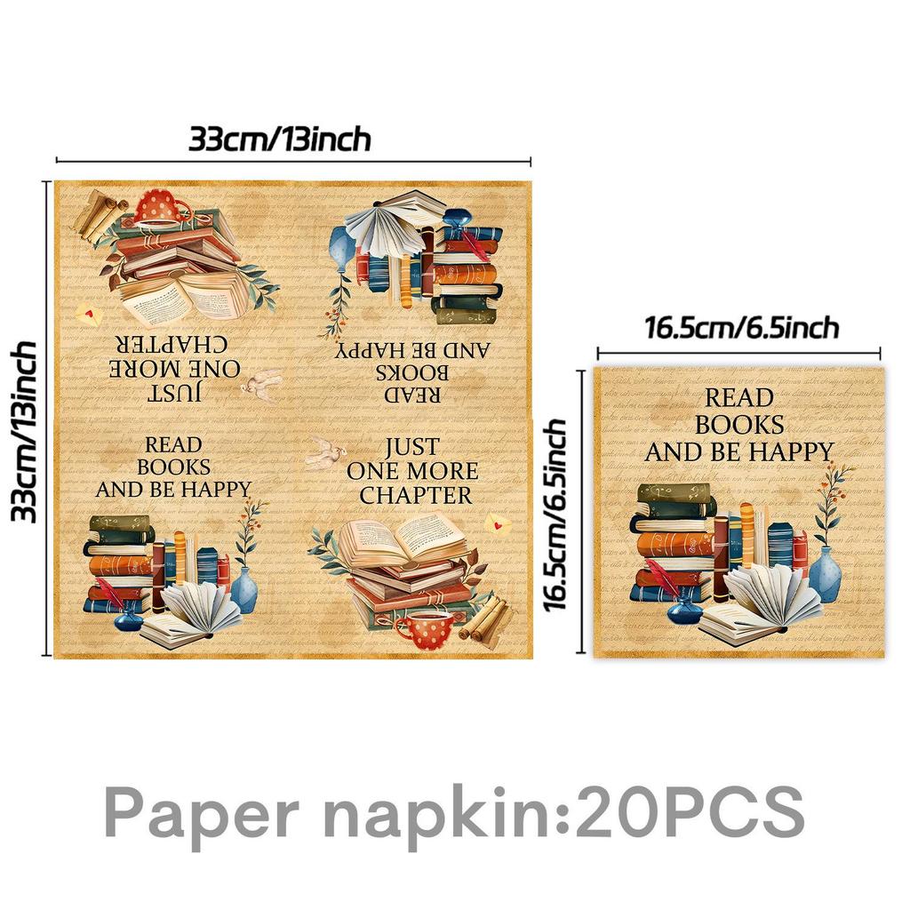 Retro Books Themed Party Supplies: Paper Plates, Napkins, Book Club Tableware & Event Decorations