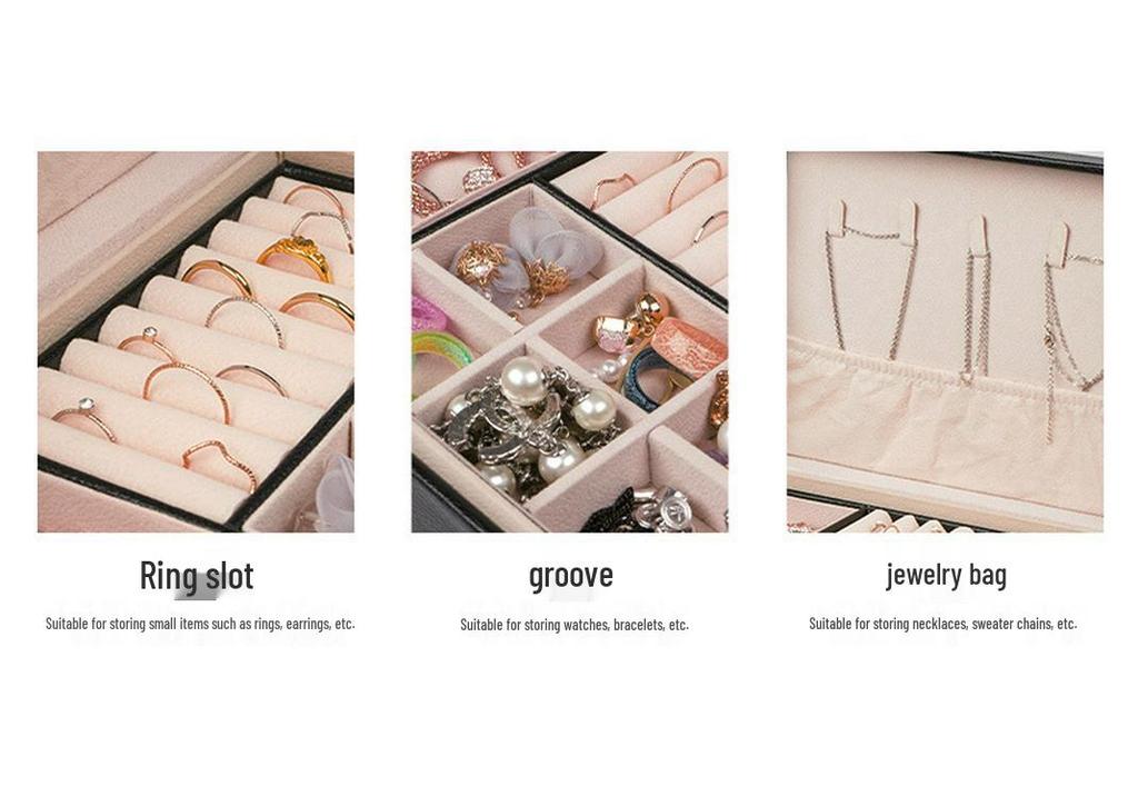 Double-Layer PU Leather Jewelry Box for Earrings, Rings, Necklaces, Bracelets, and Ornaments