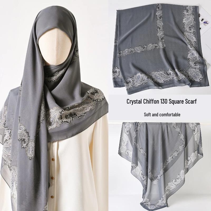 Damenmode 130x130 Seidenähnlicher Gaze Quadratischer Schal Stola - High-End, Leichtgewicht, Langer Schal