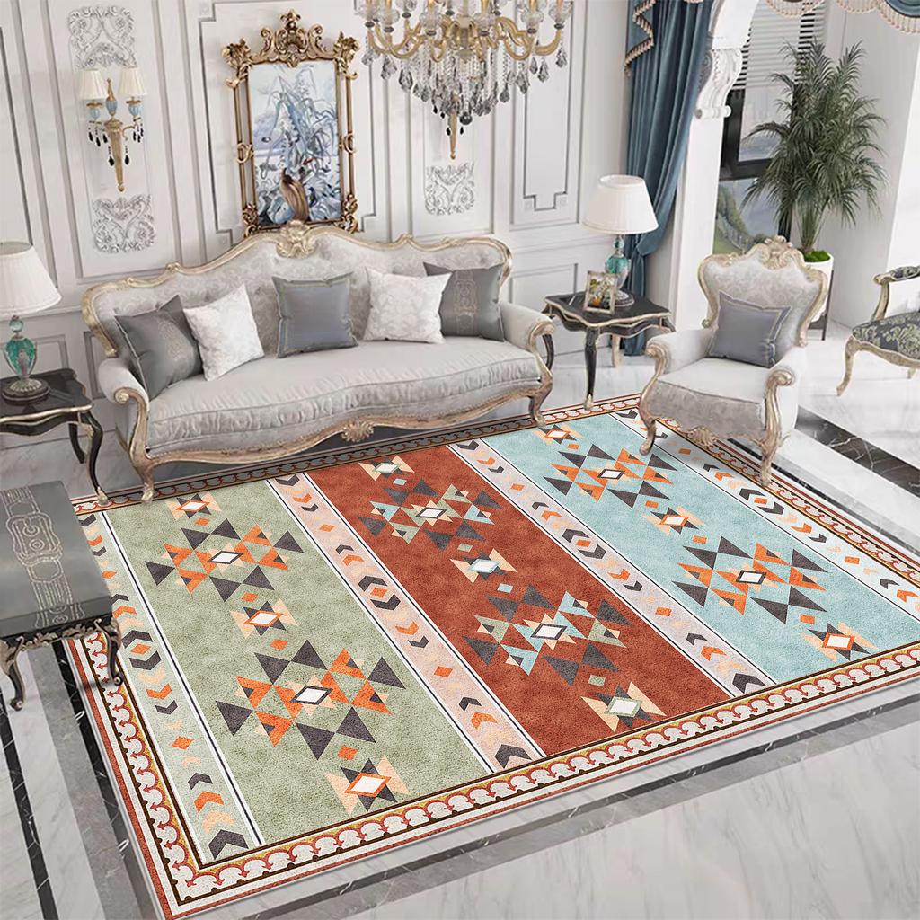 Retro Ethnic Style Large Rugs for Living Room Decoration Home Light Luxury Coffee Tables Mat Soft Easy Cleaning Bedroom Carpet