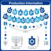 Hanukkah Decorations Banner, Pre-assembled Hanukkah Party Decor Garland, Happy Hanukkah Sign Banner, Chanukah Decorations for Home, Blue Glitter