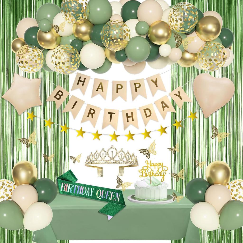 Birthday Party Decorations Rain Curtain Background Flag Cake Power Strip Paper Flower Ball Aluminum Film Balloon Set