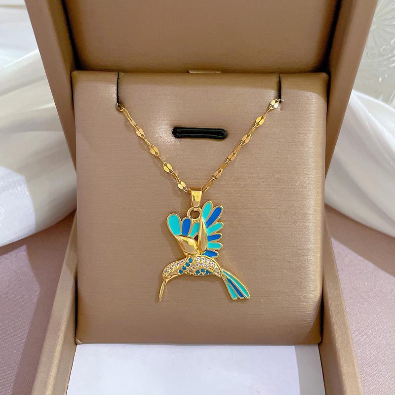 Titanium Steel Micro-Inlaid Gold Plated Women's Lucky Bead Necklace - Trendy Clavicle Chain Accessory