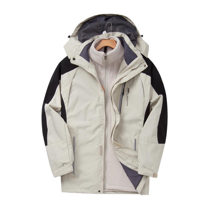 Outdoor Windproof 3-in-1 Detachable Mountaineering Suit with Two-Piece Fleece Liner