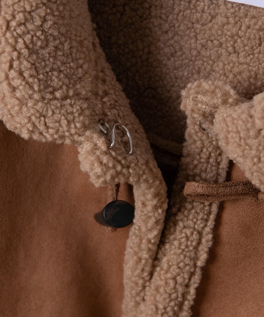 Place Studio Suede Oversized Flap Pocket Duffle Coat Jacket [Brown]