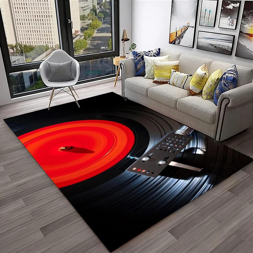 3D Retro Vinyl Record Music Art Carpet Rug for Home Living Room Bedroom Sofa Doormat Decor,Kid Play Area Rug Non-slip Floor Mat