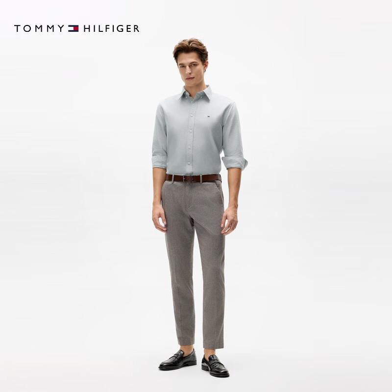 Tommy Hilfiger Jaqueta Camisa Masculina de Algodão Puro Oxford de Manga Longa