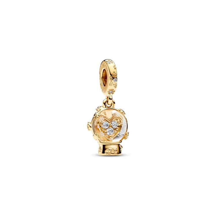 Pandora Heart Snowflake Snow Globe Pendant Women pendant Gold Copper Silver 762825C01 Box