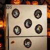 Dark Aesthetic Home Decor Halloween Style Refrigerator Magnet, Retro Gothic Oval Photo Spooky Pumpkin Wall Decals Frame Decorative Magnetic