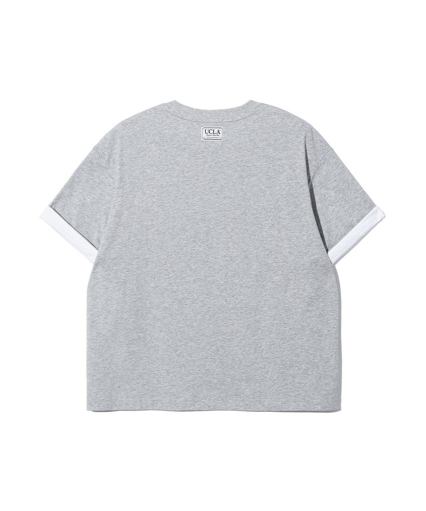 UCLA Unisex Roll-Up Bi-Color Crop T-Shirt [M-Grey](Ucrsta1)
