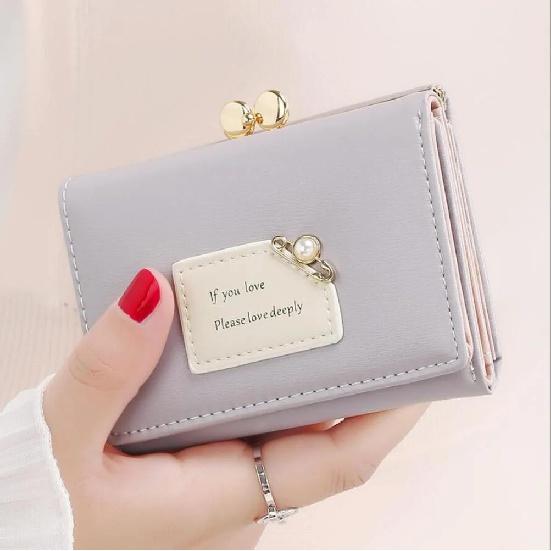 Portafogli da donna Portafogli da donna dal design corto Portamonete a tre pieghe semplice e carino Portamonete porta carte con pochette per studenti