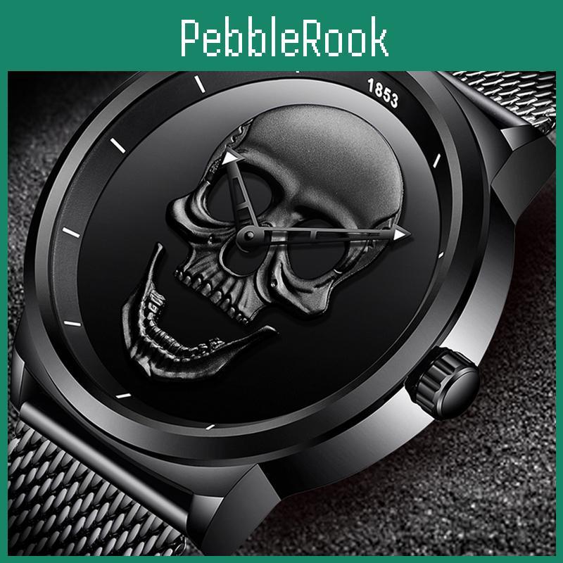 Brand 3d Style Lige New Skull Men Watch Gift Steel Mesh Waterproof Military Male Sport Punk Quartz W