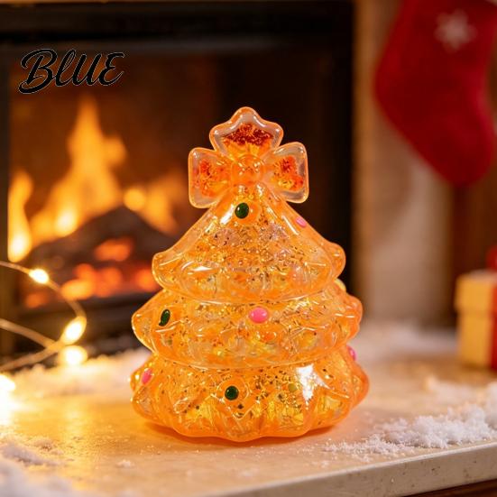 Stretchy Tree Toy Mini Christmas Squeeze Toy Stress Relief Glitter Xmas Fidget Clear Shape for Adults Kids Party Favor Squeezable