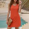 Women's Fashion Casual Solid Color Round Neck Sleeveless Dress