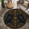Double Crow Baroque Carpet Black and Gold Gothic Round Carpet Dark Victorian Decorative Design Carpet Home Decoration Rug