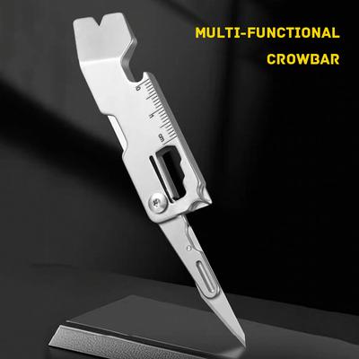 Titanium Folding Scalpel Crowbar Bottle Opener EDC Gadget Ruler Nail Lifter Express Unpacking Knife Portable Key Chain Pendant