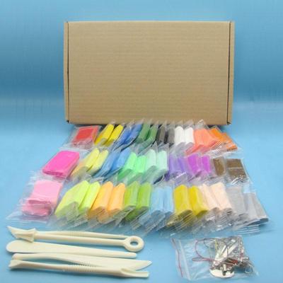 סט חימר פולימרי ידידותי לסביבה - 24 צבעים (1000 גרם) עם כלים ואביזרים