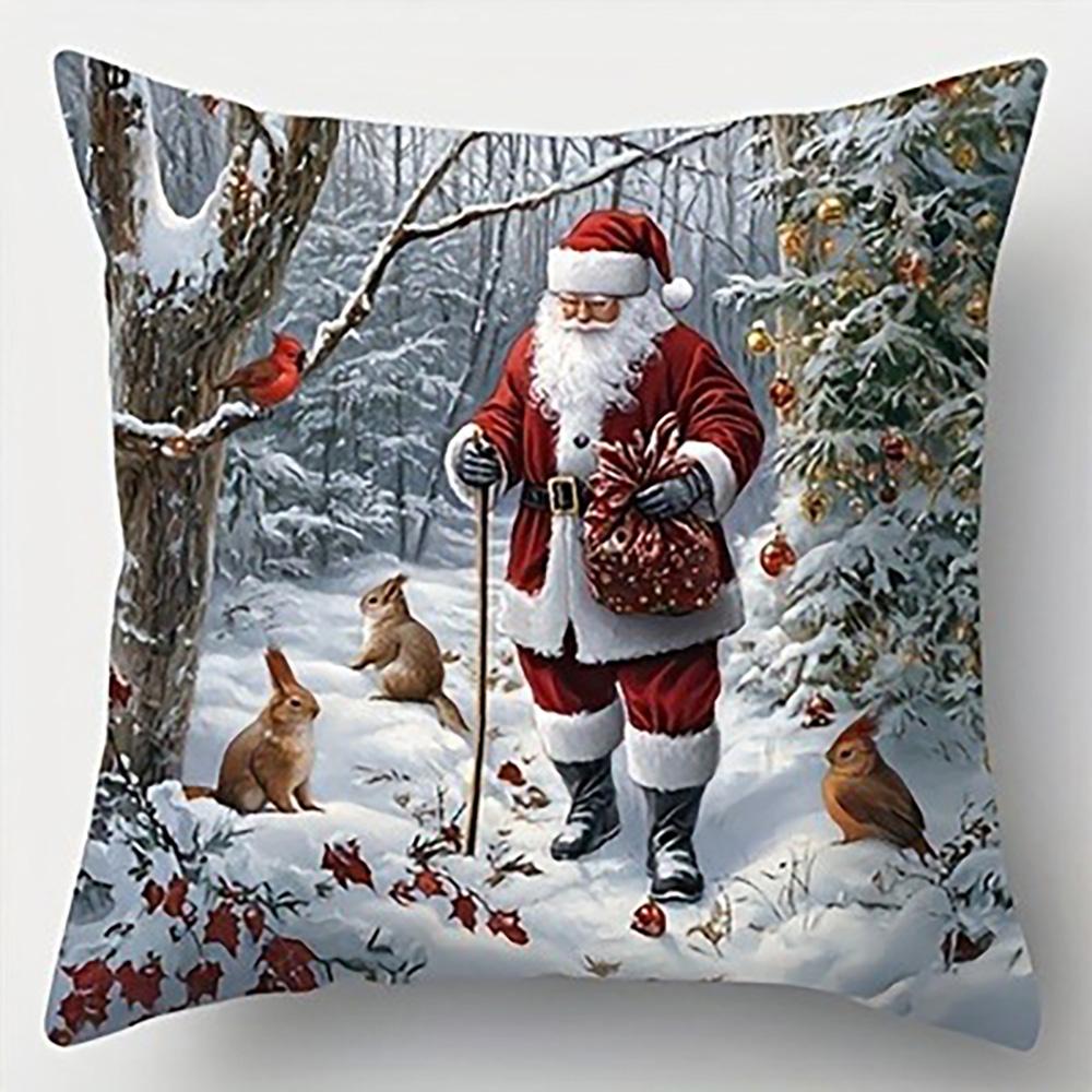 

1pc Christmas Santa Pillow Covers ,Suitable for Christmas home decoration pillowcase, without pillow core. 16x16Inch
