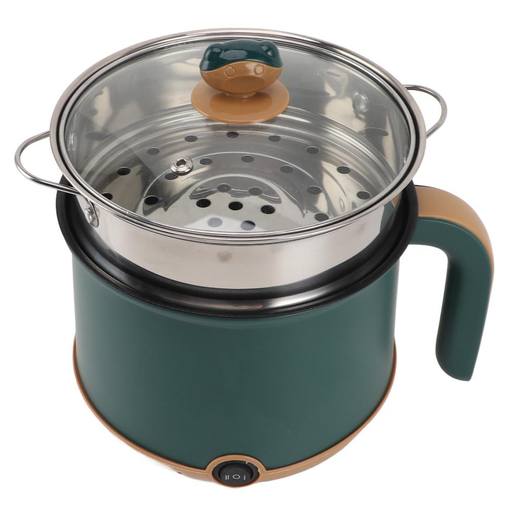 Electric Hot Pot Green 1.8L 600W Cooking Pot with Steam 2 Adjustable Level Anti Stick