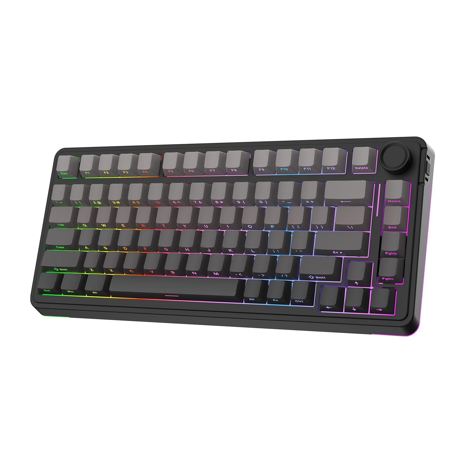 

EPOMAKER EA75 RGB Wireless Gaming Mechanical Keyboard with Creamy Wireless Translucent PBT for Technical Standards Certification Graywood V3 75% Knob,