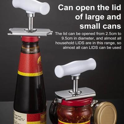 Jar Opener Adjustable Stainless Steel Lid Opener Easy Twist Gear Design Can Opener with Ergonomic Handle for Seniors Weak Hands Arthritis People
