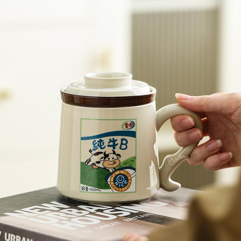 Mug Tea Cup Ceramic Tea Separation with Lid Home Office Filter Tea Separation