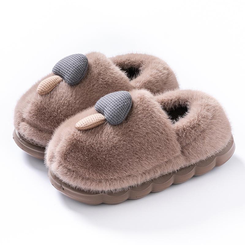 Cotton slippers women's autumn and winter 2025 new cartoon small mushroom indoor home velvet thick-soled super warm cotton shoes women