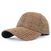 European Plaid Wool Baseball Cap - Unisex Hat with Brim for Men and Women To Keep Warm In Autumn and Winter, New Fashion Velcro
