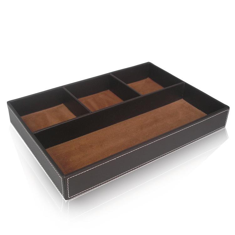 Organisateur de Tiroir de Bureau à 4 Compartiments, Organisateur de Rangement de Tiroir en Cuir PU, Séparateur pour Fournitures de Bureau, Collection Valeur et Accesso