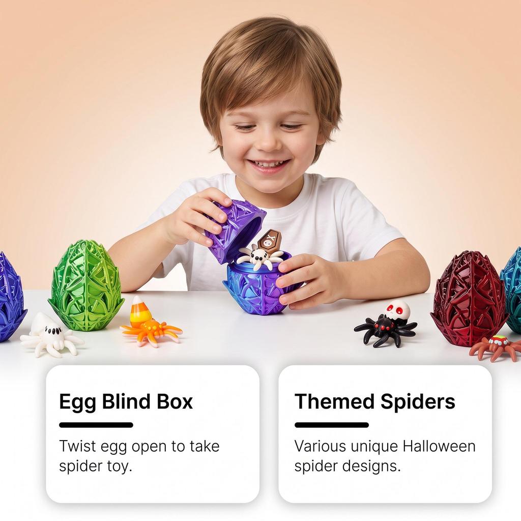 DOWMOO Halloween 3D Surprise Spider Eggs Toy Set