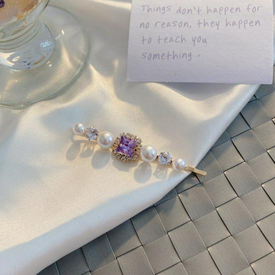 

Ретро заколка для волос со стразами изумрудного цвета для женщин - Универсальная, элегантная заколка-одно слово для челки