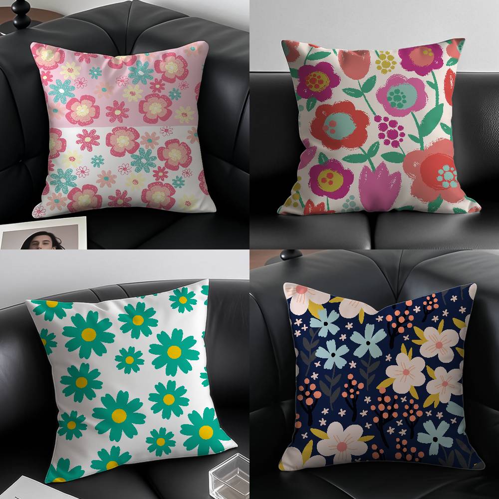 Spring and Summer Floral Pillow Case Anti-dustmite Invisible Zipper Sofa Bed
