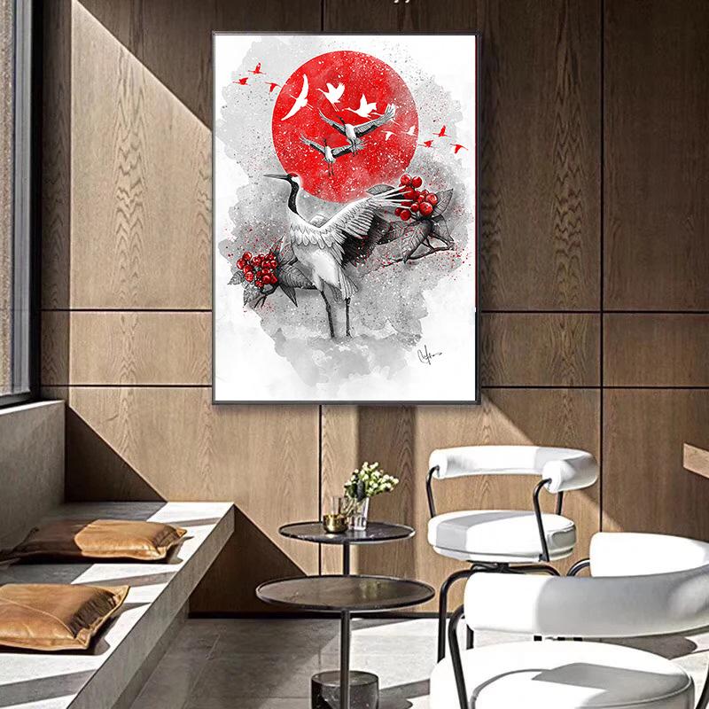 Japanese Zen Ink Painting Art Posters Canvas Paintings Samurai Moon Koi Maid Kanji Wall Art Prints Decoration Kawaii Room Decor