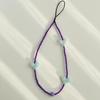 Korean Rosé Phone Lanyard: Black Heart & Peach Beaded Wrist Chain