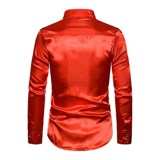 Men Retro Glossy Shirt Lapel Button-up Shirt with Sequins Vintage Formal Shirt for Disco Bars Nightclubs Parties