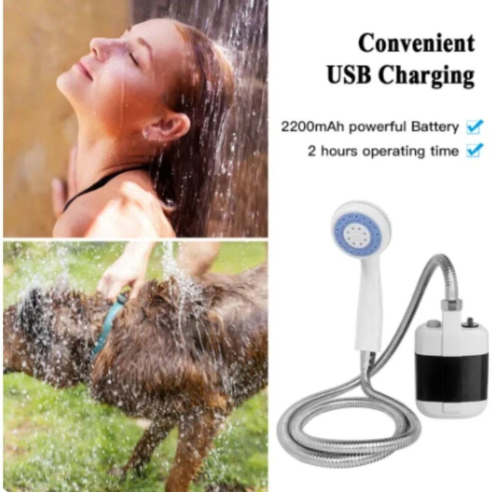 ABS Camping Electric Shower Head USB Rechargeable Handheld Shower Pump  Beach